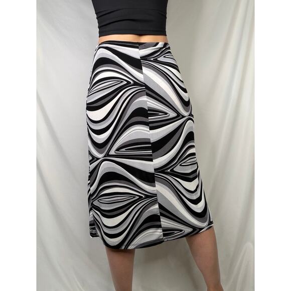 Charlotte Russe vintage Y2K 90s psychedelic op art print midi skirt patterned M - Picture 13 of 15